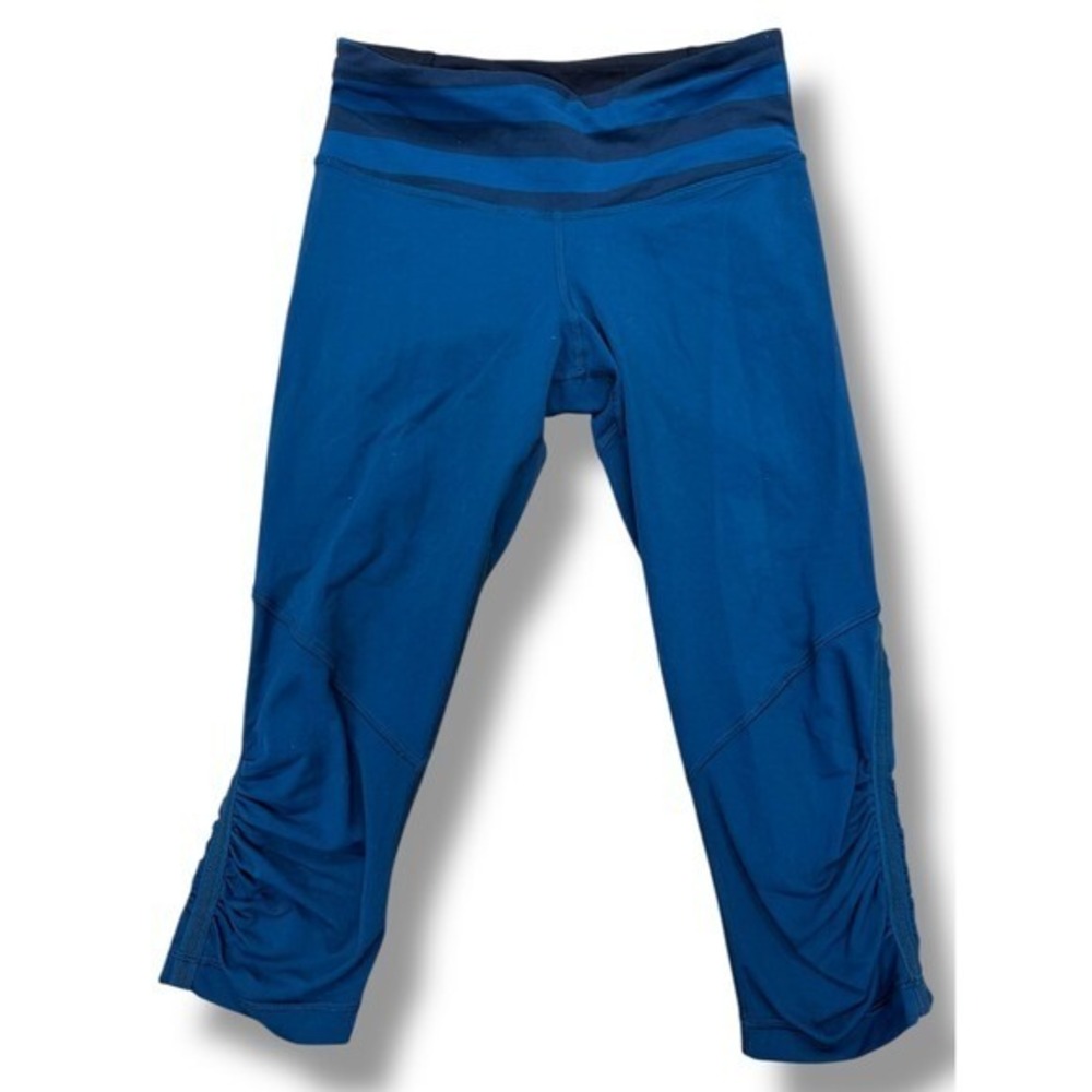 Lululemon Run Inspire Crop II Running Athletic Blue Black leggings Size 4 - Picture 9 of 14